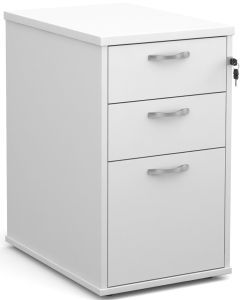 Add White MFC Wooden 3 Drawer Desk High Pedestal 600mm Deep with Silver Handles