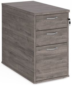 Add Grey Oak MFC Wooden 3 Drawer Desk High Pedestal 800mm Deep with Silver Handles