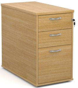 Add Oak MFC Wooden 3 Drawer Desk High Pedestal 800mm Deep with Silver Handles