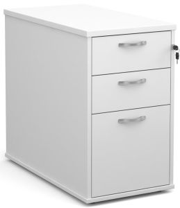 Add White MFC Wooden 3 Drawer Desk High Pedestal 800mm Deep with Silver Handles