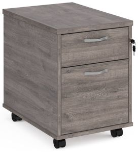 Add Grey Oak MFC Wooden 2 Drawer Mobile Under Desk Pedestal with Silver Handles