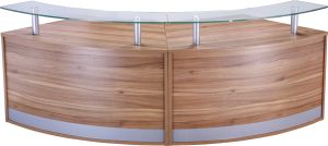 Add Jupiter Double Low Curved Reception Counter with Tempered Glass Shelves