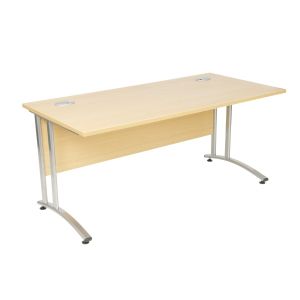 Add Light Oak MFC 1M Wide Rectangular Double Strut Cantilever Desk