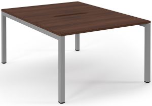 Add Furniture Back to Back Bench Desk with Walnut MFC Scalloped Tops W1200 x D800-1600 x H725mm  