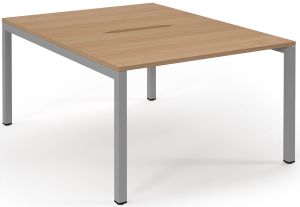 Add Furniture Back to Back Bench Desk with Beech MFC Scalloped Tops W1200 x D800-1600 x H725mm  