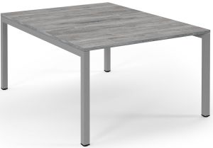 Add Furniture Back to Back Bench Desk with Grey Oak MFC Scalloped Tops W1200 x D800-1600 x H725mm  