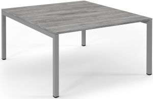 Add Furniture Back to Back Bench Desk with Grey Oak MFC Scalloped Tops W1400 x D800-1600 x H725mm  