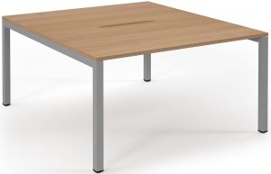 Add Furniture Back to Back Bench Desk with Beech MFC Scalloped Tops W1400 x D800-1600 x H725mm  