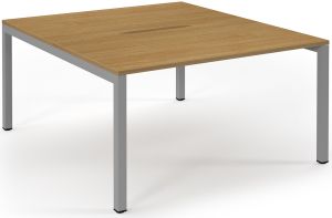 Add Furniture Back to Back Bench Desk with Oak MFC Scalloped Tops W1400 x D800-1600 x H725mm  