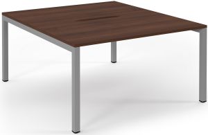 Add Furniture Back to Back Bench Desk with Walnut MFC Scalloped Tops W1400 x D800-1600 x H725mm  