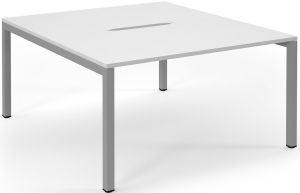 Add Furniture Back to Back Bench Desk with White MFC Scalloped Tops W1400 x D800-1600 x H725mm  