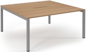 Add Furniture Back to Back Bench Desk with Beech MFC Scalloped Tops W1600 x D800-1600 x H725mm  