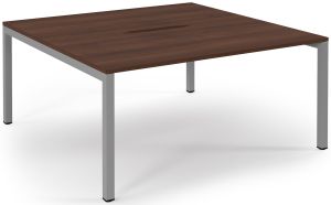 Add Furniture Back to Back Bench Desk with Walnut MFC Scalloped Tops W1600 x D800-1600 x H725mm  