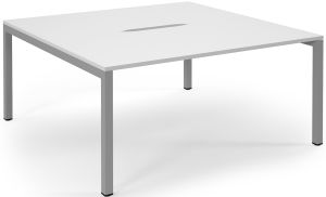 Add Furniture Back to Back Bench Desk with White MFC Scalloped Tops W1600 x D800-1600 x H725mm  