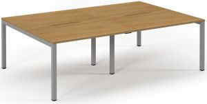 Add Furniture Double Back to Back Bench Desk with Oak MFC Scalloped Tops W2400 x D1600 x H725mm  