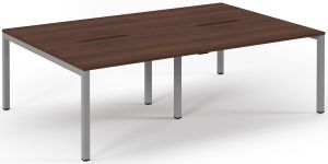 Add Furniture Double Back to Back Bench Desk with Walnut MFC Scalloped Tops W2400 x D1600 x H725mm  