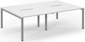 Add Furniture Double Back to Back Bench Desk with White MFC Scalloped Tops W2400 x D1600 x H725mm  