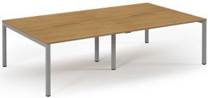 Add Furniture Double Back to Back Bench Desk with Oak MFC Scalloped Tops W2800 x D1600 x H725mm  