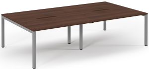 Add Furniture Double Back to Back Bench Desk with Walnut MFC Scalloped Tops W2800 x D1600 x H725mm  