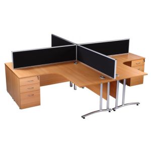 Desk Mounted Screen In Black & Grey Fabric with Aluminium Trim Complete With 2 Brackets