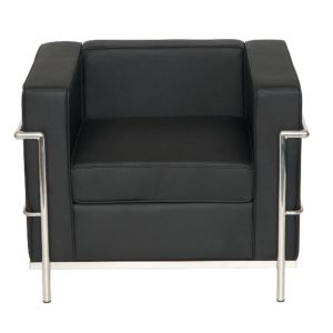 Add Korby Single Seat Sofa In Black Faux Leather/Chrome