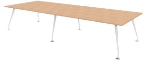 Designer Rectangular Conference Table with White Frame & Eight Top Colours W3600 x D1200 -1400mm