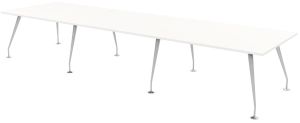 Designer Rectangular Conference Table with Silver Frame & Eight Top Colours W4200 x D1200 -1400mm