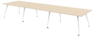 Designer Rectangular Conference Table with White Frame & Eight Top Colours W4200 x D1200 -1400mm