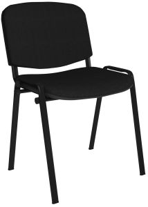 Add Furniture Black Fabric Side/Meeting Chair with Black Frame + Arms and Writing Tablet