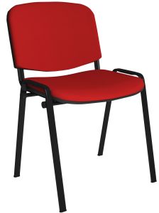 Add Furniture Red Fabric Side/Meeting Chair with Black Frame + Arms and Writing Tablet