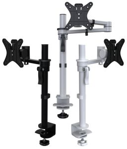 New Vision S single pole monitor arm with C clamp, bolt through & grommet mount fixing kit C/W Quick Release VESA Plate